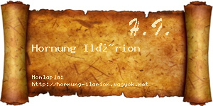 Hornung Ilárion névjegykártya